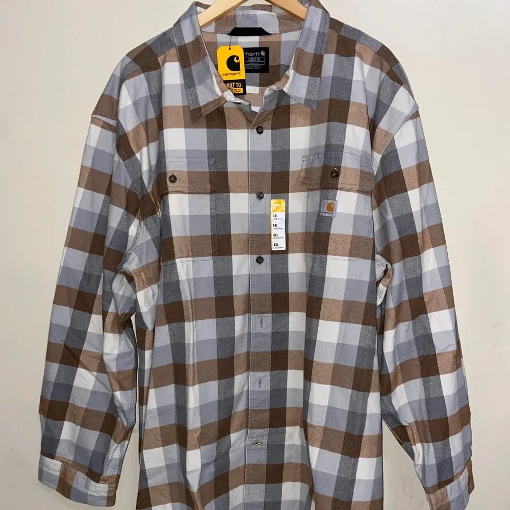 Carhartt Loose Fit Heavyweight Flannel Long Sleeve Plaid Shirt TW4451 Mens 4XL